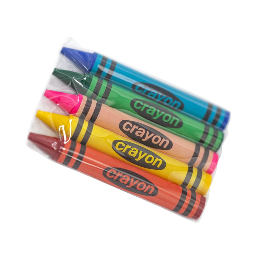 Lucky Art 20 Sets of 5 Packs (100 count) Jumbo Size Crayons - Mini Crayon Packs Non-Toxic; Crayons in bulk for Kids Party Favors, School Supplies for