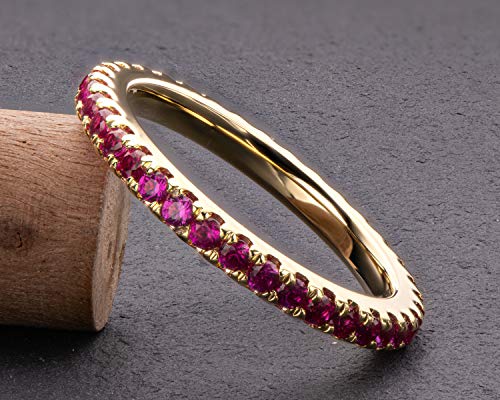 AINUOSHI 1.4mm CZ Diamond Eternity Ring, Sterling Silver Slim Yellow Gold/Rose Gold/White Gold Plated Eternity Band for Women, Ideal Wedding Band for Daily Wearing.3