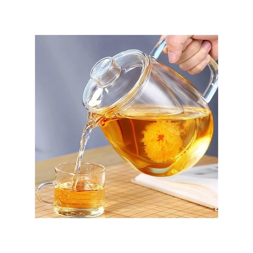 Teekessel Glas-Teekanne for Herd, hitzebeständig, explosionsgeschützt, for hohe Temperaturen Kaffeekanne(1200ml)