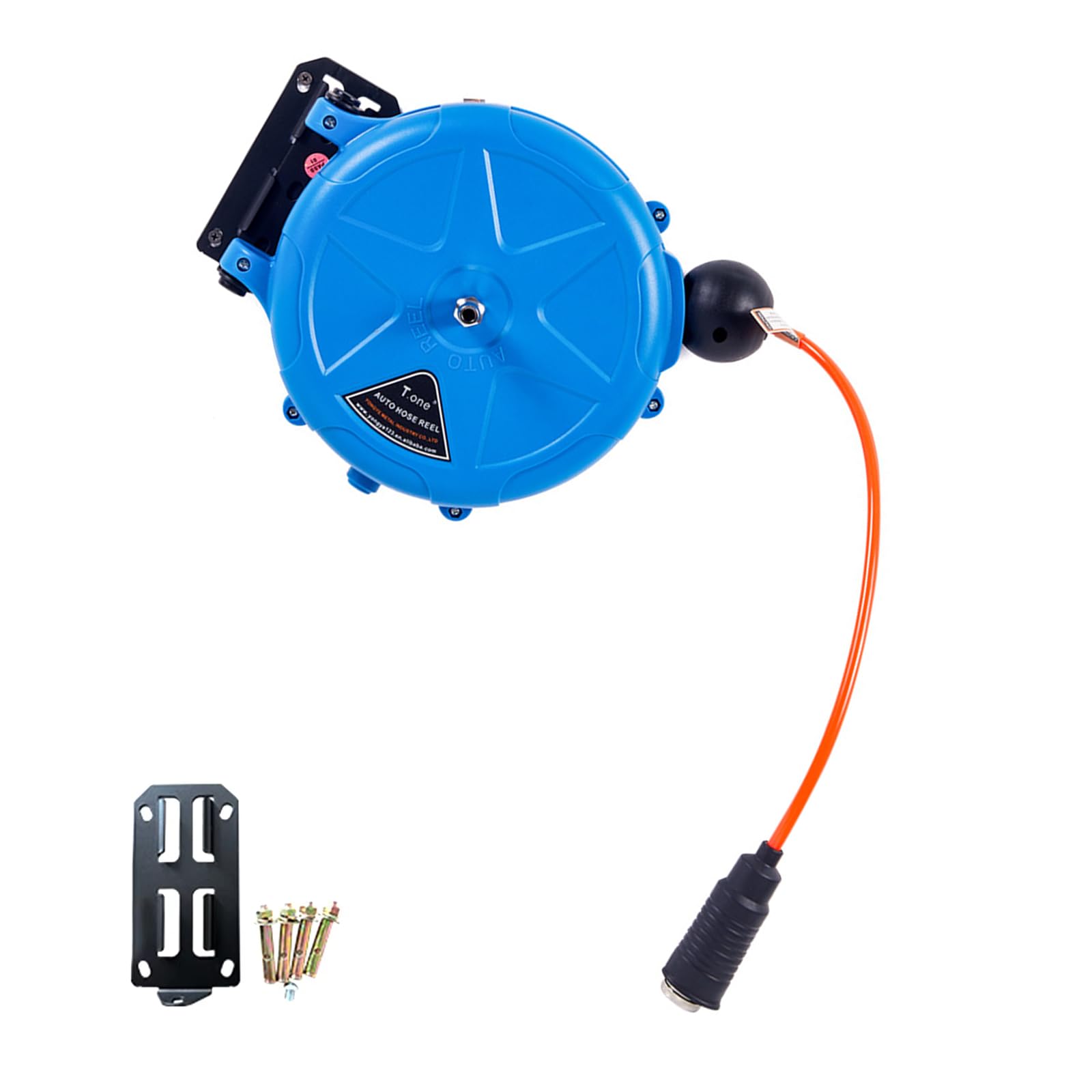 Jazuaiao Blue Practical Wall Mount Hoses Reel With 180° Swivels Portable Hoses Reel For Efficient Outdoor And Indoor Cleaning Tasks Pu Materials