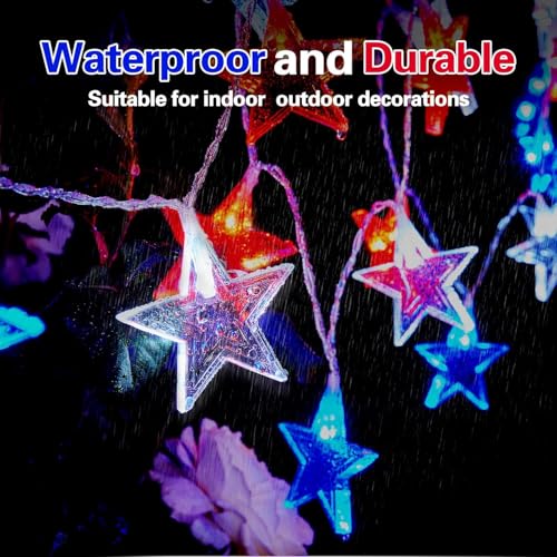 40-Led Red White Blue Star Lights