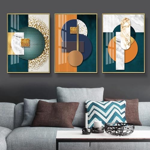 Affiches de géométrie abstraite KEBIA triptyque coloré 80x110cm pour grand salon