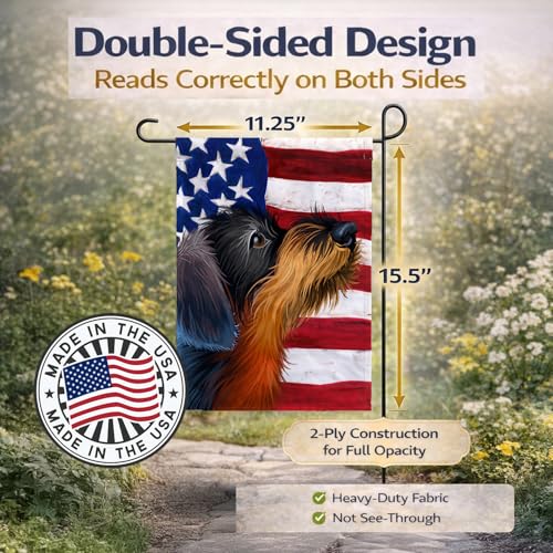 German Wirehaired Pointer American Flag drapeau extérieur double face résistant aux UV - 5