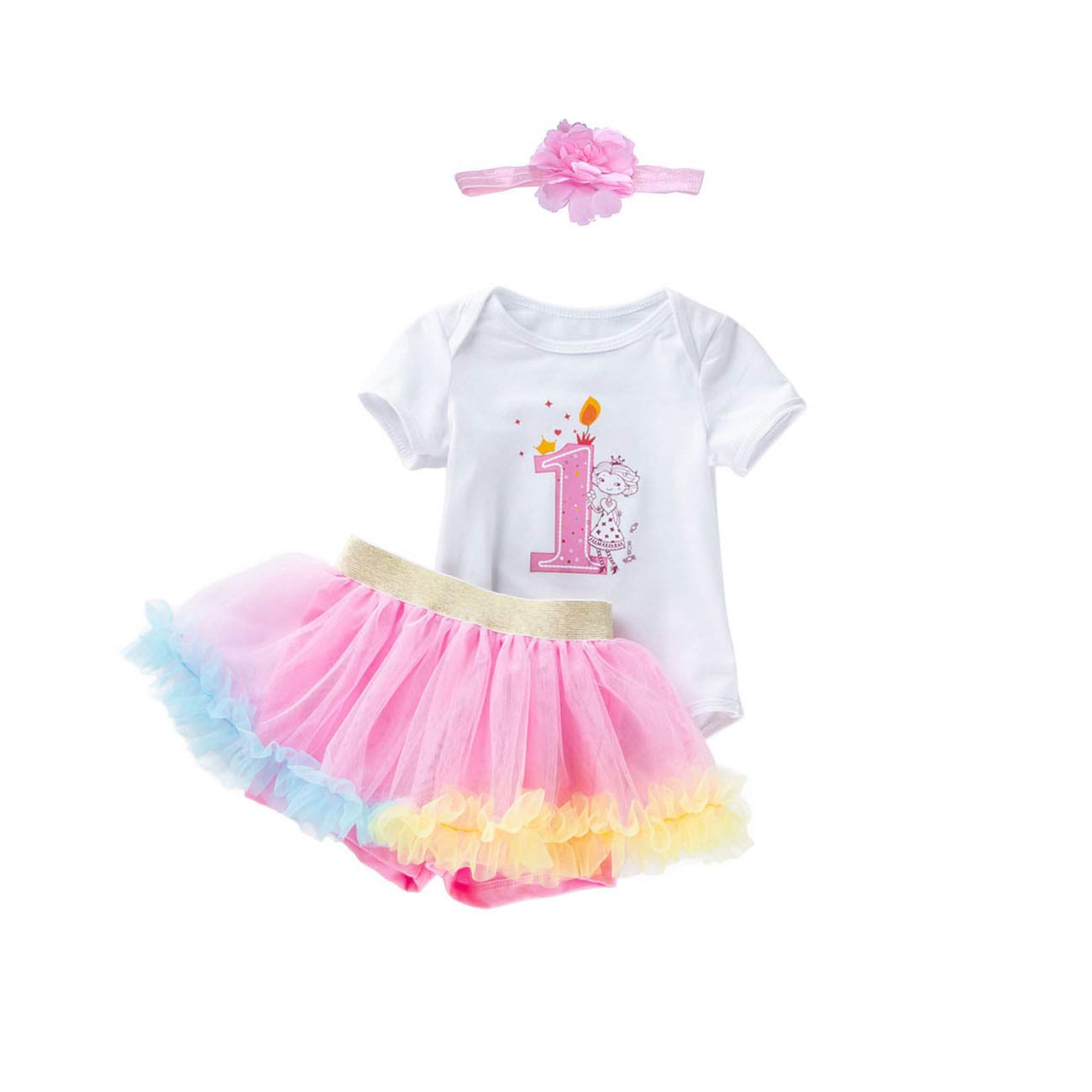 Leideur Conjunto de Vestido de cumpleaños para bebé para niñas de 1 a 2 años