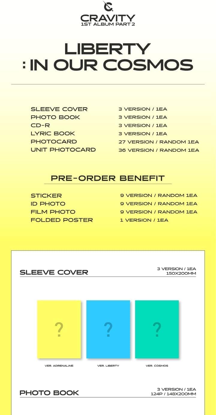 CRAVITY LIBERTY : IN OUT COSMOS 1st アルバムパート2 コンテンツ+トラッキングKpopシールド(