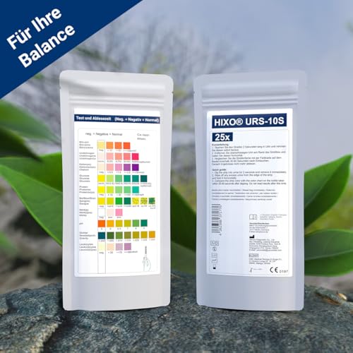 25x Gesundheitstest 10in1 Urin mit 10 Indikatoren - Selbsttest Zuhause & Professionell - Analyse Teststreifen – Glucose, Ketone, Bilirubin u.v.m.