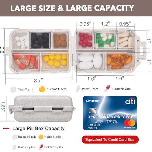 Image of Large Medicine Pill Organizer with 189 Labels, Travel Medicine Kit Travel Pill Case Purse Organizer Pill Organizer for Purse (Beige, 1 Pack)