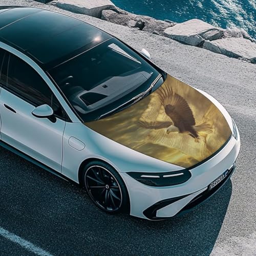 Image of Car Hood Cover Eagle Car Hood Cover Protector Stretch Elastic Car Front Hood Protective Cover Removable Automotive Accessories Ft Fits Most Cars