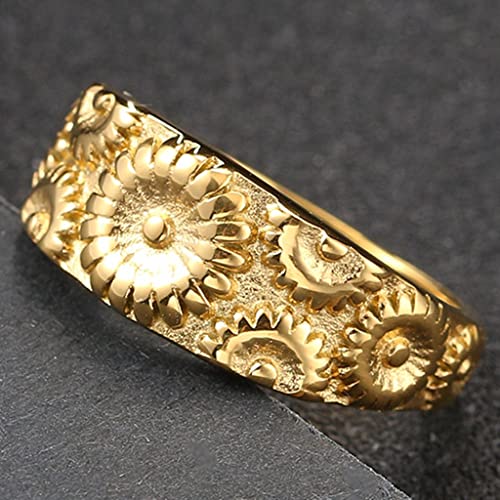 Jude Jewelers Stainless Steel Retro Vintage Sun Flower Floral Wedding Band Cocktail Party Holiday Ring4