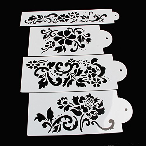 Delight eShop Lace Flower Cake Cookie Fondant Side Baking Wedding Stencil Decorating DIY Tools (#1)