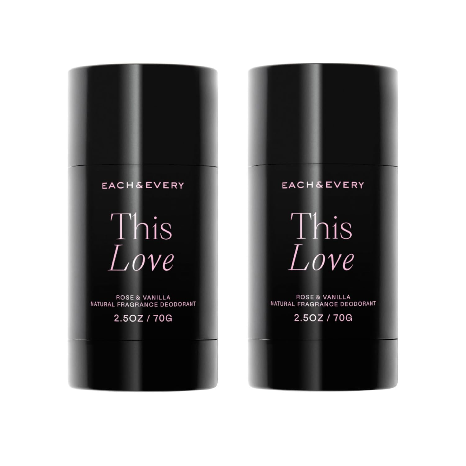 Each & Every Aluminum Free Deodorant for Women & Men, Rose & Vanilla - All Natural Deodorant for Sensitive Skin, EWG Verified - Clean, Baking Soda-Free, Plant-Based Fragrance - 2.5oz, 2 Pack