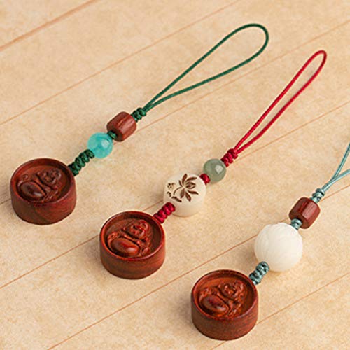 Hemobllo – Alça chinesa para celular em pau-rosa lobular para telefone chaveiro de carro Maitreya Bu