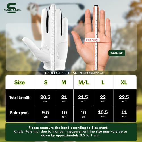 SAWANS Golf Glove Men Left Hand Right Non Slip Leather Grip Golfer Gloves All Weather Soft Durable Comfortable Flexible Wear Golfing Performance - Image 5