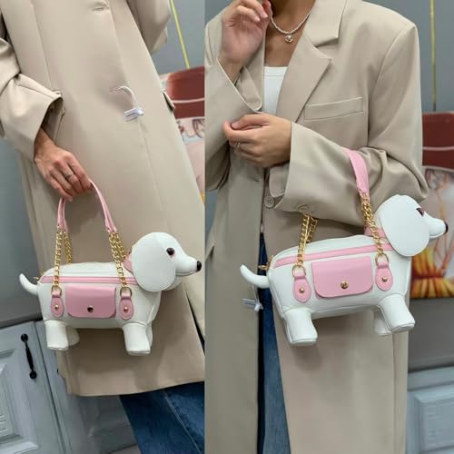 Image of Women PU Leather Unique Novelty Dog Shaped Crossbody Shoulder Bag Handbag Purse