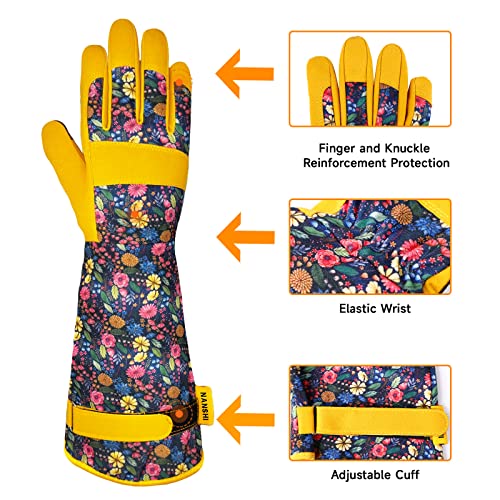 Nanshi Long Gardening Gloves For Women, Long Sleeve Protective Work Gloves, Faux Leather Garden Gloves For Women, Forearm Protection, Ladies Working Gloves For Yard Work, Farm, Warehouse, Outdoor (M) #TOP2
