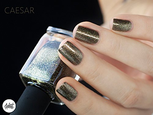 Image of ILNP Caesar - Deep Olive Holographic Metallic Nail Polish