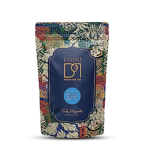 Image of Dabri Blue Flower Butterfly Pea Green Tea 100gm Pouch | Natural Loose Leaves with Blue Flower Herbal Blend | Farm Fresh | Rich in Antioxidants | Helps Regulate Blood Sugar, Supports Hair & Skin Health