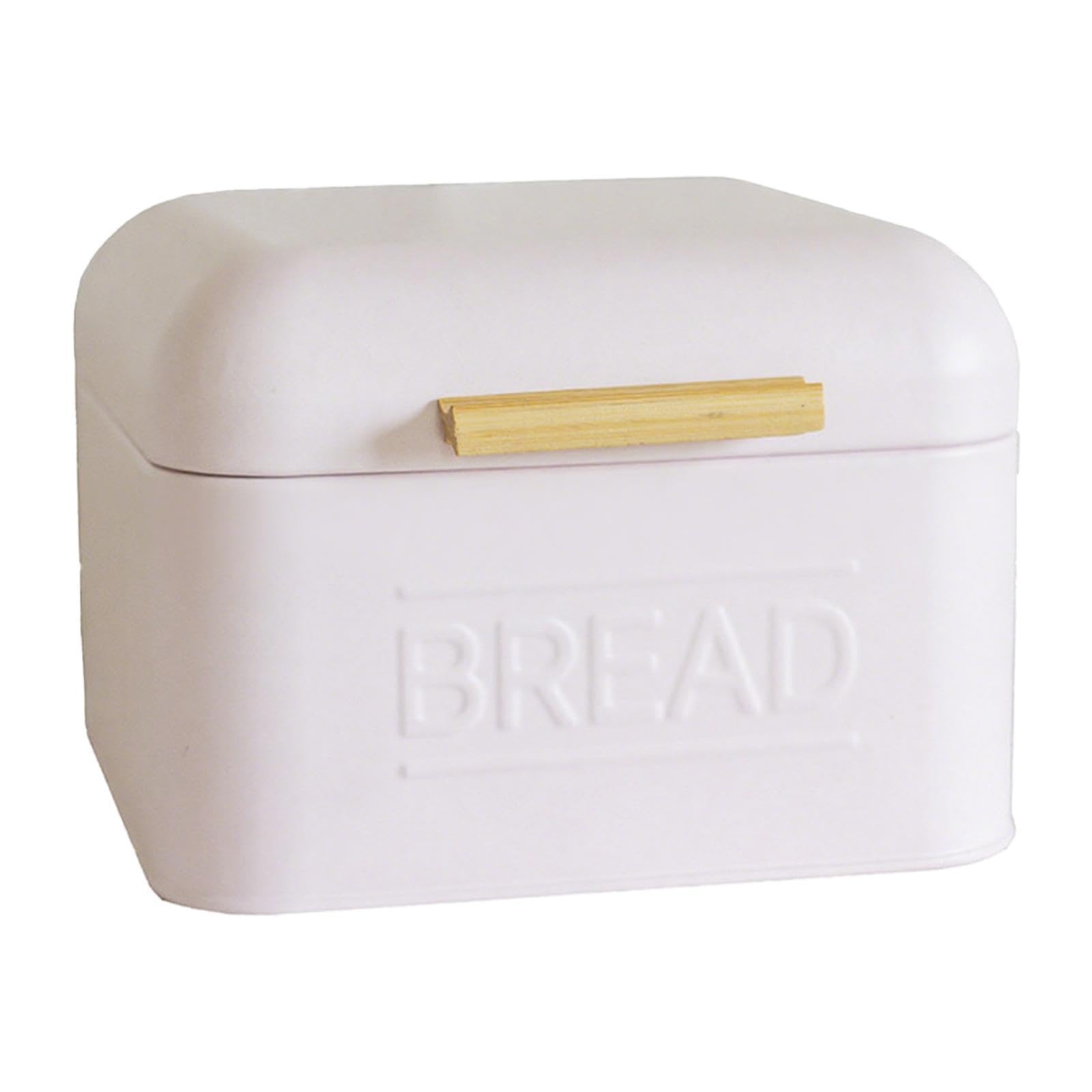 Colcolo Bread Food Storage Box, Vintage Metal Bread Bin with Lid, Power Coated Iron with Painted Text, Kitchen Storage Retro Multipurpose Organization Bread Bin for Entrance Cabinet Kitchen, Pink