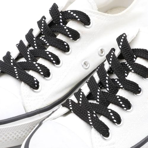 Image of Flat Shoelaces Multicolor Twill Point Thick Shoe Lace Shoestring 2 Pair