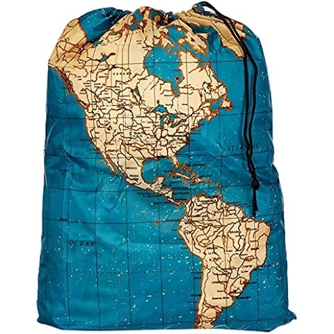 Kikkerland Travel Laundry Bag - World Map, 41cm x 56cm Cover