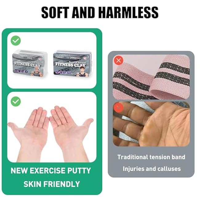 Hand Grip Strengthener Putty - 22LBS & 44LBS Resistance Therapy Putty for Finger Exercise, Arm Muscle Strengthening & Stress Relief - Exercise Putty for Adults & The Elderly