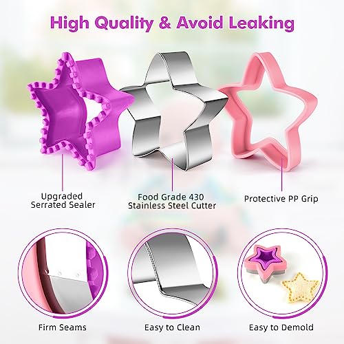 NPET Sandwich Cutter and Sealer 10 Pcs, Decruster Sandwich Maker for Uncrustables Peanut Butter and Jelly Sandwich Cutter for Kids Lunch DIY Uncrustable Maker Cookie Cutter Set Boy Girl