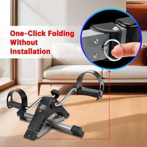 Image of Mini Pedal Exerciser Cycle for Home Workout with Digital Display | Under Desk Exercise Cycle for Legs & Arms | Adjustable Resistance Portable Fitness Machine Compact & Portable Design (Black)