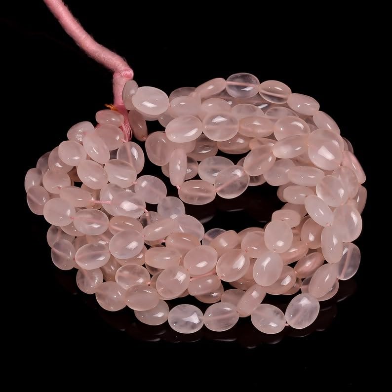 Perles ovales en quartz rose naturel pour fabriquer un cadeau de bijoux personnalisé