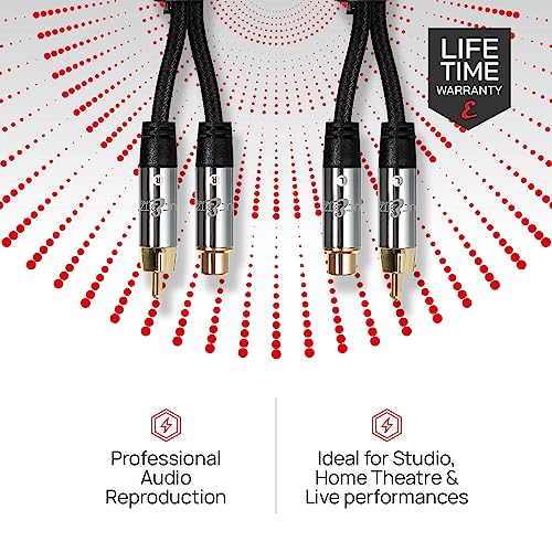 JuicEBitz RCA Cable 2m, Pro Series RCA Male to Female Audio Cable, Double Shielded Speaker Cable with Braided Design - Image 4