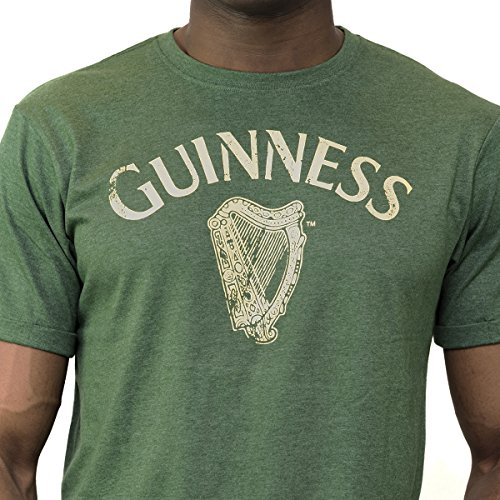 Guinness Vintage Harp Label T-Shirt Official Merchandise Green Cotton Graphic Short Sleeve Tee4