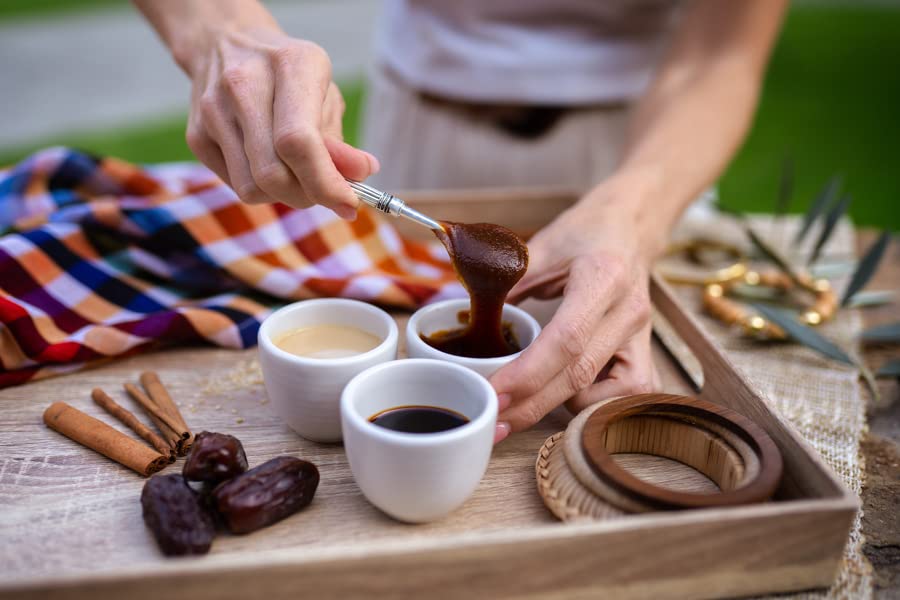 Vista 4 de Datehini Dátiles orgánicos para untar Tahini y Medjool (vainilla, tarro de 8 onzas)