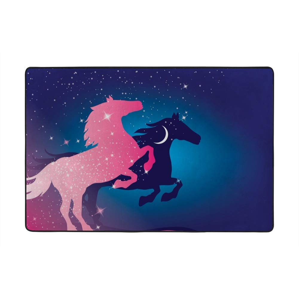 Grand tapis de cheval Ruchen silhouette et ciel étoilé 183x122 cm aux finitions soignées