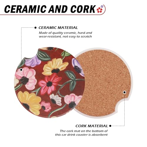 50% Off Absorbent Car Cup Holder Coasters with Floral Pattern - Image 3