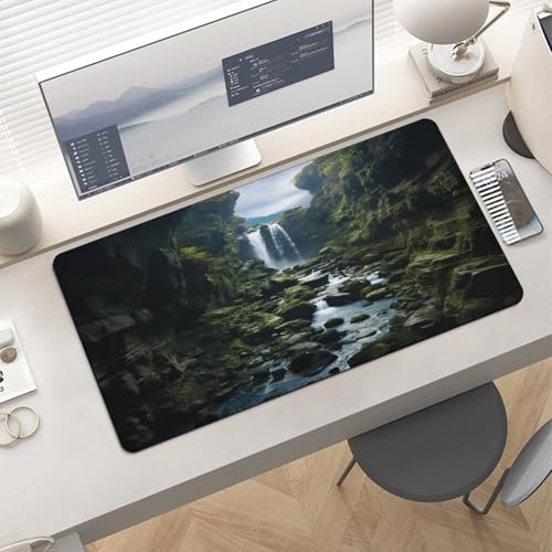 Mouse Pad Waterfall Cliff Desk Mat grande de goma miniatura 6