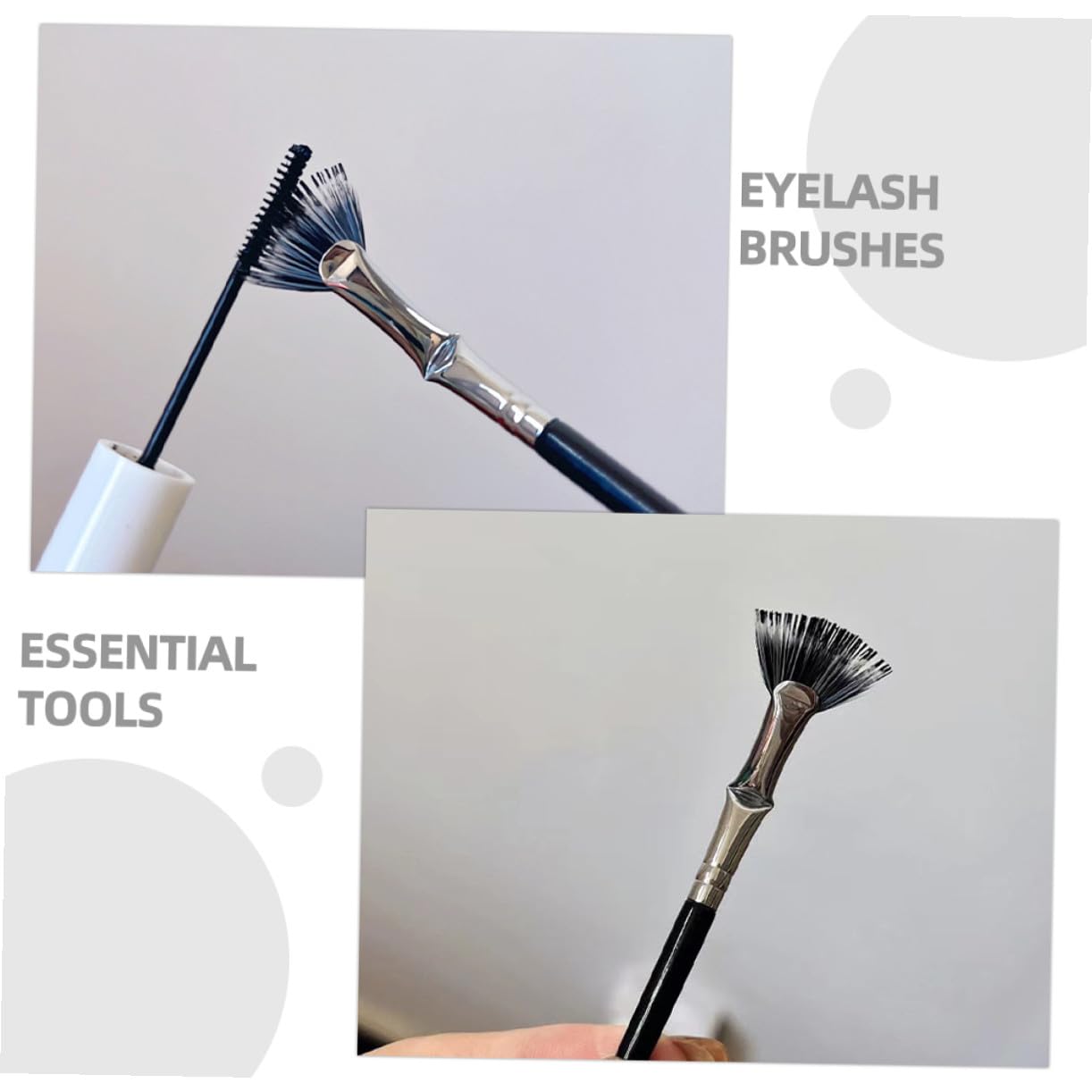 Fan-shaped Mascara Brush for Lashes Black Eyelash Extension Brush with Folded Angle Design for Precise Makeup Application for Women