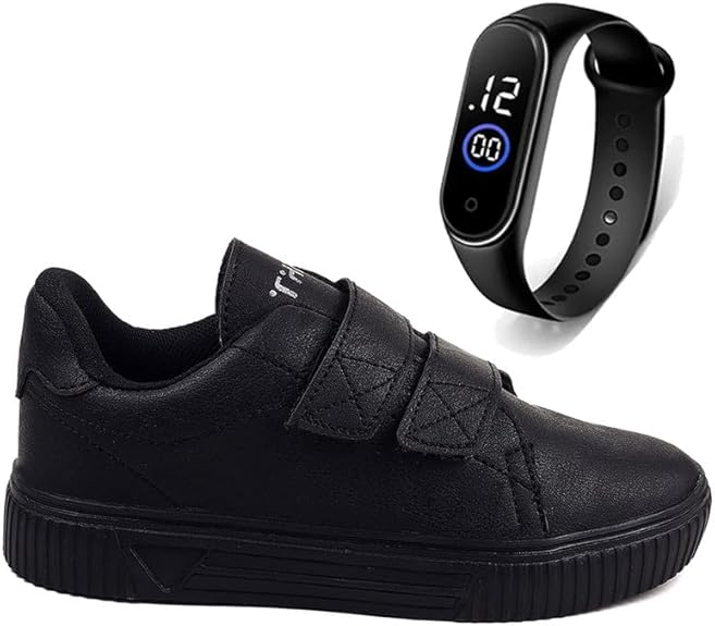 Sapatenis Infantil Sapatilha Calce Facil Casual Social LIGHT + Relogio