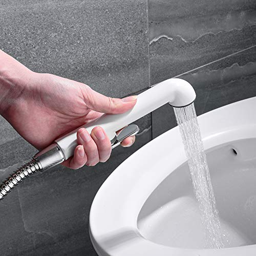 REWEE Hand Held Bidet Sprayer for Toilet Portable Bidet Faucet Baby Cloth Diaper Sprayer Kit (White+Chrome) - Thumbnail 4