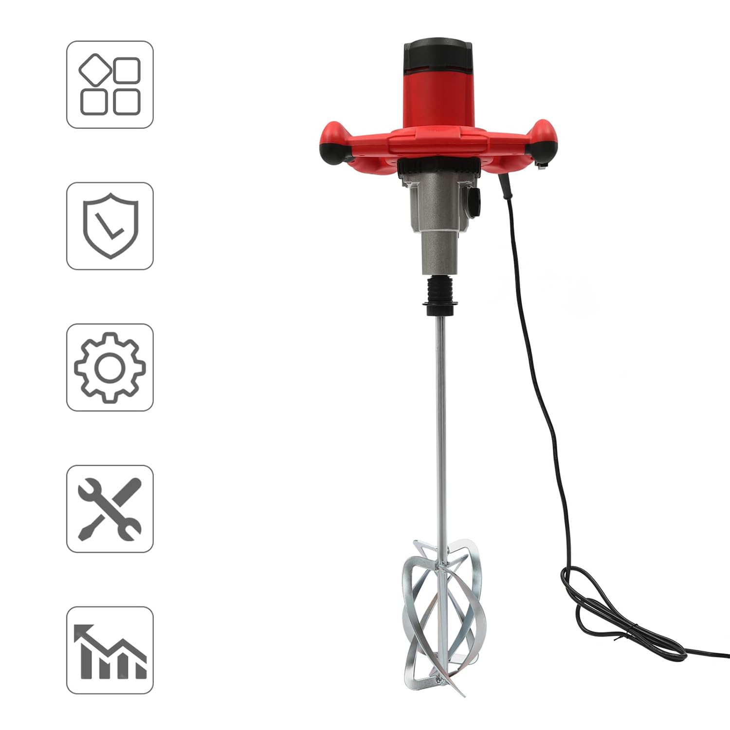 Mezclador de mortero de doble agitador, 1800 W, 220 V-50 Hz, 6 velocidades, 0-690 RPM, resistente a la corrosión y a los impactos