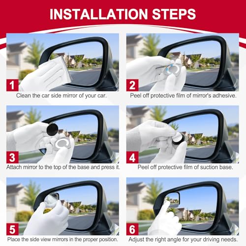 Image of LivTee Blind Spot Mirror, Fan HD Glass Frameless Convex Rear View Mirror with wide angle Adjustable Stick for Cars SUV and Trucks, Pack of 4