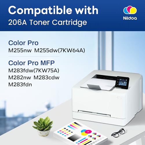 Image of 206A 206X Toner Cartridges 4 Pack with Chip Compatible 206A W2110A W2111A W2112A W2113A Replacement for HP 206A 206X Black Cyan Yellow Magenta Color Pro M255dw M255nw; MFP M282nw M283cdw Printer Ink