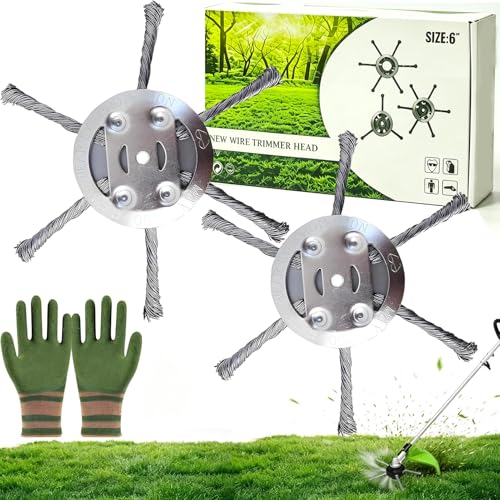 TKGEOUE 2 PCS Ersatzkopf für Rasentrimmer Mit Handschuhe Freischneider Zubehör Unkrautbürste Für Rasentrimmer rasentrimmer zubehör Für Garten-Rasentrimmerkopf-Rasenmäher-Elektrowerkzeug