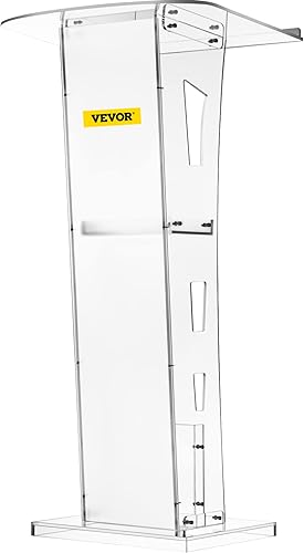 VEVOR Podio acrílico de 45 pulgadas de alto, podio de plexiglás de 26.8 x 15 pulgadas, púlpitos acrílicos para iglesias con tablero acrílico de