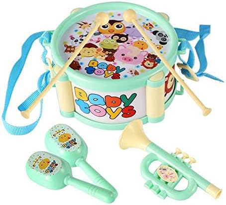 Amazon Surtoys 幼児用 楽器おもちゃ 子供用ドラムセット パーカッション タンバリン トランペット マラカ ハーモニカ フルート 学習ギフト 2 3 4 5歳 赤ちゃん 男の子 女の子 子供用 ラッパ 吹奏楽器 おもちゃ
