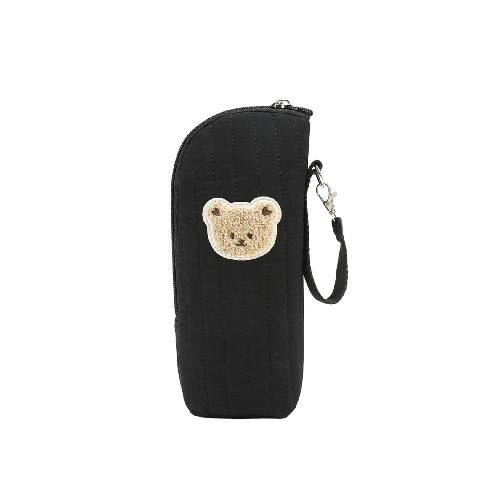 Insulated Baby Bottle Bag - Baby Bottle Carrier with Bear Design, Portable Thermal Tote with Secure Zipper, for Breast Milk Storage Preservation Transport, Daycare Travel Outdoor Use (Black)
