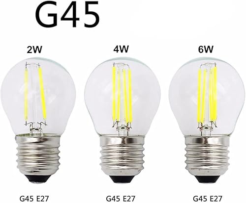 Miniatura 3 de Bombilla de filamento LED regulable G45 de 4 W G45, bombillas LED Edison vintage, E26, lámpara de base media para el hogar, luz colgante antigua,