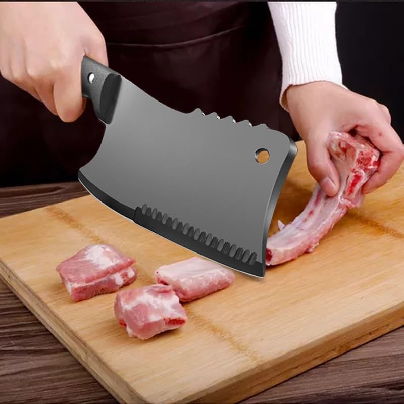 Meat Cleaver, Butcher Knife Stainless Steel Bone Chopping Knife Meat Vegetables Slicing Cleaver High Hardness Kitchen Chef Knife