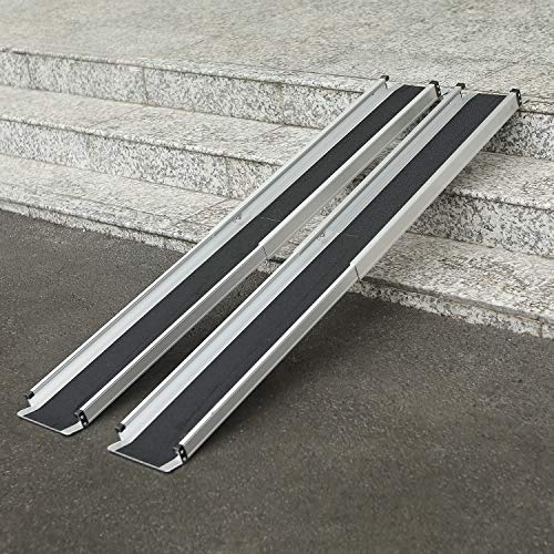 ORFORD Telescopic Wheelchair Ramp 7FT, Non Skid Utility Mobility Access Ramp in Pair for Home Steps Stairs Doorways Scooter - Thumbnail 3
