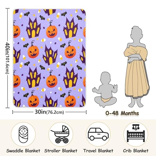 Burbuja Castles Pumpkins Baby Blanket for Boys Girls, Nursery Soft Warm Swaddling Receiving Baby Blankets, 30x40 in Toddler Blanket3