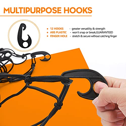 6' X 5' Heavy Duty Bungee Cargo Net Stretches To 12' X 10' -Latex Truck Bed Mesh With 12Pcs Free Adjustable Hooks For The Secure Carrying On Roof Luggage Rack,Cargo Carrier And Pickup Truck Bed #TOP3