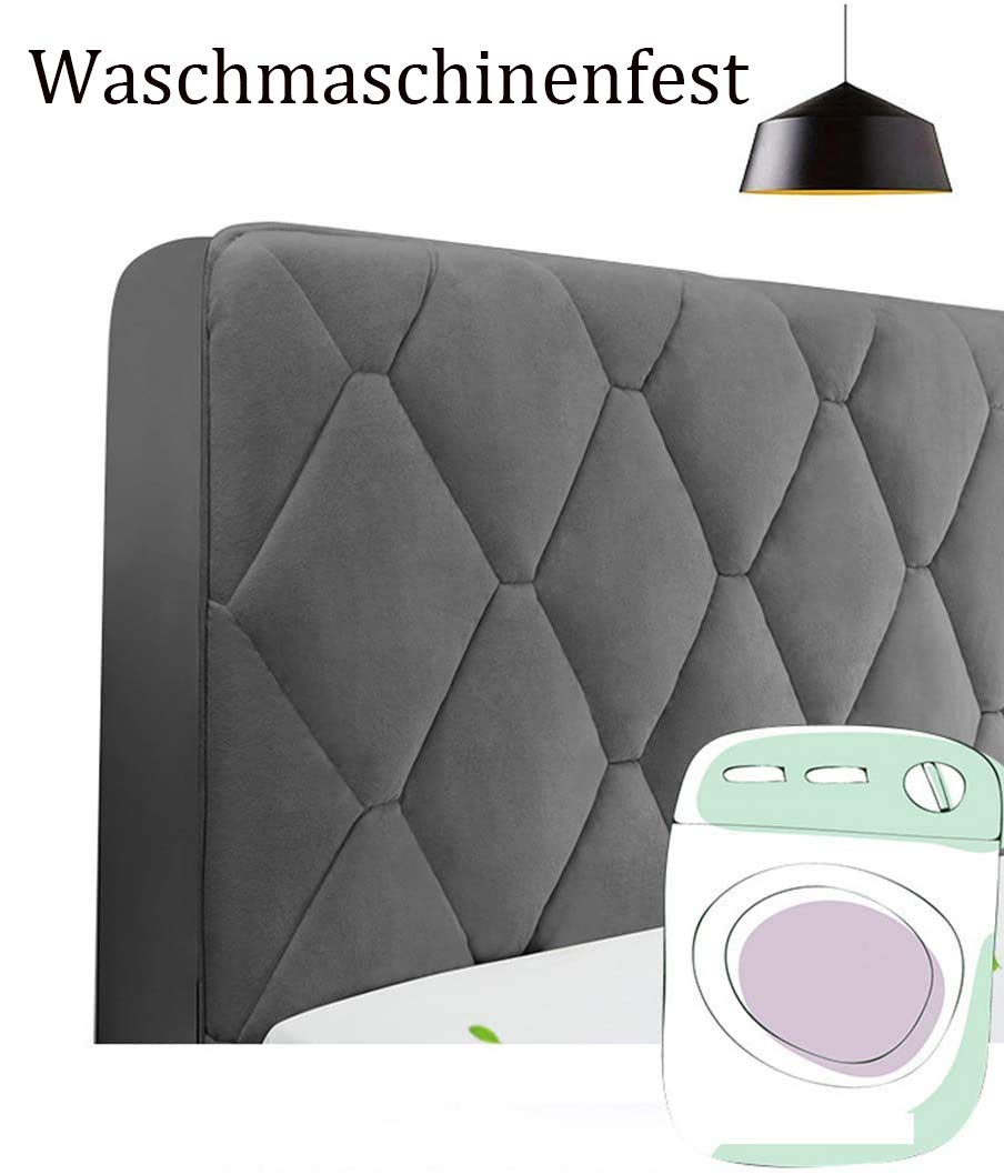 Kopfteil Husse/Bezug, Bettkopfteil Hussen Staubdichte Bett Kopfteilbezug Verdicken Samt Einfarbig Kopfbedeckungen Elastische All-Inclusive Bett Kopf Abdeckung Gray 140cmx73cm